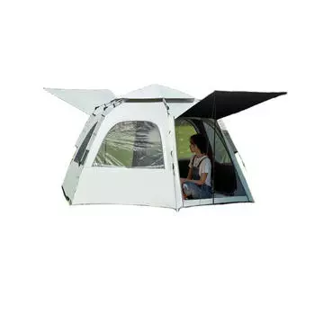 Уличная палатка Ziyouke [две двери и пять окон] виниловая солнцезащитная палатка на 3-4 человека + влагонепроницаемый коврик + коврик для пикника + гамак
