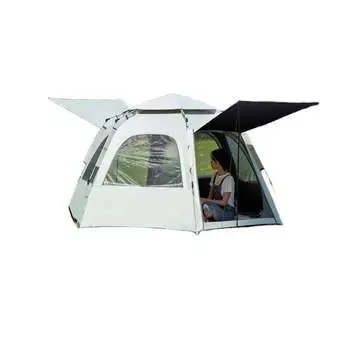 Уличная палатка Ziyouke с двумя дверями и пятью окнами, виниловая солнцезащитная модель на 5-8 человек, влагонепроницаемый коврик + гамак + надувная кровать + воздушный насос
