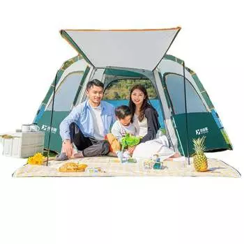 Уличная палатка Ziyouke, солнцезащитная шестиугольная палатка на 5-8 человек + влагостойкий коврик + гамак + упаковка + надувная кровать + насос
