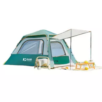 Уличная палатка Ziyouke [зеленая ель с четырех сторон] солнцезащитная модель для 3-4 человек + влагонепроницаемый коврик + гамак + надувная кровать + воздушный насос