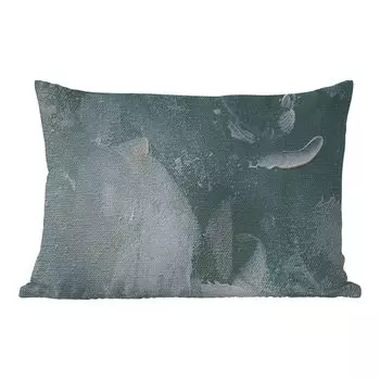 Уличная подушка MuchoWow - Акриловая краска - Абстракция - Дизайн - 50x30 см - Устойчивость к атмосферным воздействиям - Подушка для отдыха - Чехол на подушку - Хлопчатобумажная ткань - Декоративные наволочки, мультиколор