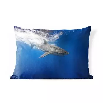 Уличная подушка MuchoWow — Акула — Море — Вода — 50x30 см — Защита от атмосферных воздействий — Подушка для отдыха — Чехол на подушку — Хлопчатобумажная ткань — Декоративные наволочки, мультиколор