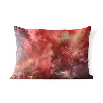 Уличная подушка MuchoWow - Акварель - Абстракция - Красный - 50x30 см - Устойчивость к атмосферным воздействиям - Подушка для отдыха - Чехол на подушку - Хлопчатобумажная ткань - Декоративные наволочки, мультиколор