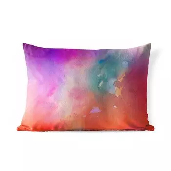 Уличная подушка MuchoWow - Акварель - Абстракция - Зеленый - Красный - 60x40 см - Устойчивость к атмосферным воздействиям - Подушка для отдыха - Чехлы для подушек - Декоративные чехлы для подушек - Декоративные чехлы для подушек, мультиколор