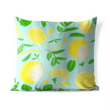 Уличная подушка MuchoWow - Акварель - Лимон - Листья - 45x45 см - Устойчивость к атмосферным воздействиям - Подушка для отдыха - Чехлы для подушек - Декоративные чехлы для подушек - Декоративные чехлы для подушек, мультиколор
