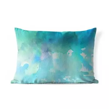 Уличная подушка MuchoWow - Акварель - Зеленый - Синий - 50x30 см - Устойчивость к атмосферным воздействиям - Подушка для отдыха - Чехол на подушку - Хлопчатобумажная ткань - Декоративные чехлы на подушки, мультиколор