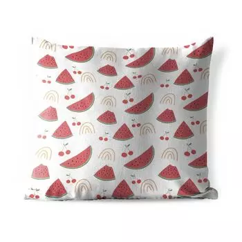 Уличная подушка MuchoWow - Арбуз - Фрукты - Красный - Белый - 50x50 см - Устойчивость к атмосферным воздействиям - Подушка для отдыха - Чехол на подушку - Хлопчатобумажная ткань - Декоративные наволочки, мультиколор