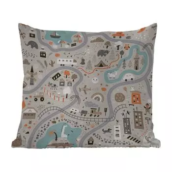 Уличная подушка MuchoWow - Автомобиль - Дети - Город - Животные - 60x60 см - Устойчивость к атмосферным воздействиям - Подушка для отдыха - Чехлы для подушек - Декоративные чехлы для подушек - Декоративные чехлы для подушек, мультиколор