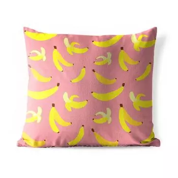 Уличная подушка MuchoWow - Банан - Розовый - Тропический - 40x40 см - Устойчивость к атмосферным воздействиям - Подушка для отдыха - Чехол на подушку - Хлопчатобумажная ткань - Декоративные наволочки, мультиколор