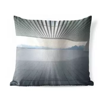 Уличная подушка MuchoWow - Бетон - Архитектура - Гора - 40x40 см - Устойчивость к атмосферным воздействиям - Подушка для отдыха - Чехол на подушку - Хлопчатобумажная ткань - Декоративные наволочки, мультиколор