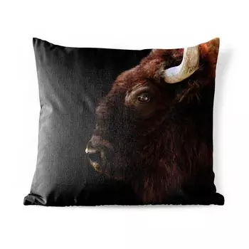 Уличная подушка MuchoWow - Бизон - Рог - Портрет - 45x45 см - Устойчивость к атмосферным воздействиям - Подушка для отдыха - Чехлы для подушек - Декоративные чехлы для подушек - Декоративные чехлы для подушек, мультиколор