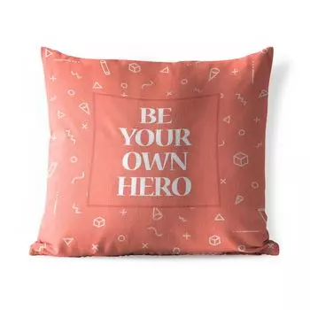 Уличная подушка MuchoWow — Будь своим героем — Пословицы — Цитаты — 50x50 см — Устойчивость к атмосферным воздействиям — Подушка для отдыха — Чехол на подушку — Хлопчатобумажная ткань — Декоративные наволочки, мультиколор