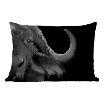 Уличная подушка MuchoWow - Буйвол - Животные - Черный - Белый - 60x40 см - Устойчивость к атмосферным воздействиям - Подушка для отдыха - Чехлы для подушек - Декоративные чехлы для подушек - Декоративные чехлы для подушек, мультиколор