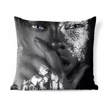 Уличная подушка MuchoWow - Черный - Женский - Серебристый - 45x45 см - Защита от атмосферных воздействий - Подушка для отдыха - Чехлы для подушек - Декоративные чехлы для подушек - Декоративные чехлы для подушек, мультиколор