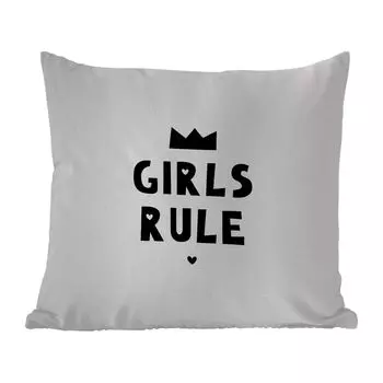 Уличная подушка MuchoWow - Цитаты - Дети - Девочки - Правило девочек - Пословицы - 50x50 см - Устойчивость к атмосферным воздействиям - Подушка для отдыха - Чехол на подушку - Хлопчатобумажная ткань - Декоративные наволочки, мультиколор