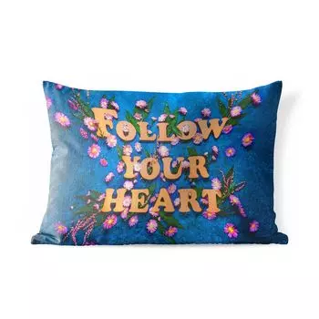 Уличная подушка MuchoWow - Цитаты - «Следуй своему сердцу» - Цветы - Пословицы - 50x30 см - Устойчивость к атмосферным воздействиям - Подушка для отдыха - Чехол на подушку - Хлопчатобумажная ткань - Декоративные наволочки, мультиколор