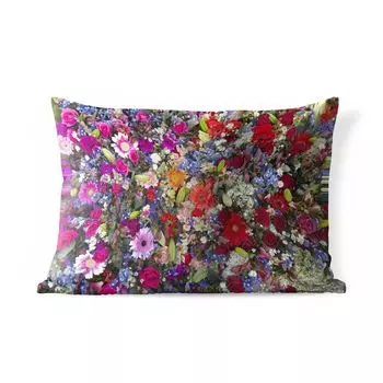 Уличная подушка MuchoWow - Цветочный дизайн в ярких цветах - 60x40 см - Устойчивость к атмосферным воздействиям - Подушка для отдыха - Чехлы для подушек - Декоративные чехлы для подушек - Декоративные чехлы для подушек, мультиколор