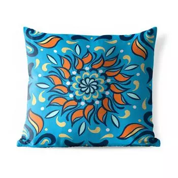 Уличная подушка MuchoWow - Цветок - Листья - Квадрат - 50x50 см - Устойчивость к атмосферным воздействиям - Подушка для отдыха - Чехол на подушку - Хлопчатобумажная ткань - Декоративные наволочки, мультиколор