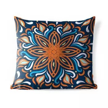 Уличная подушка MuchoWow - Цветок - Листья - Оранжевый - 40x40 см - Устойчивость к атмосферным воздействиям - Подушка для отдыха - Чехол на подушку - Хлопчатобумажная ткань - Декоративные наволочки, мультиколор