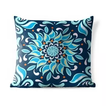 Уличная подушка MuchoWow - Цветок - Синий - Квадрат - Узор - 60x60 см - Устойчивость к атмосферным воздействиям - Подушка для отдыха - Чехлы для подушек - Декоративные чехлы для подушек - Декоративные чехлы для подушек, мультиколор