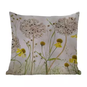 Уличная подушка MuchoWow - Цветы - Акварель - Натюрморт - 50x50 см - Устойчивость к атмосферным воздействиям - Подушка для отдыха - Чехол на подушку - Хлопчатобумажная ткань - Декоративные наволочки, мультиколор