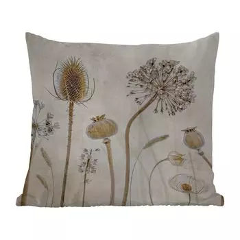 Уличная подушка MuchoWow - Цветы - Акварель - Натюрморт - Коричневый - Винтаж - 50x50 см - Устойчивость к атмосферным воздействиям - Подушка для отдыха - Чехол на подушку - Хлопчатобумажная ткань - Декоративные наволочки, мультиколор