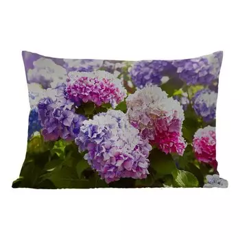 Уличная подушка MuchoWow - Цветы - Гортензия - Розовый - Листья - Солнце - 60x40 см - Устойчивость к атмосферным воздействиям - Подушка для отдыха - Чехлы для подушек - Декоративные чехлы для подушек - Декоративные чехлы для подушек, мультиколор