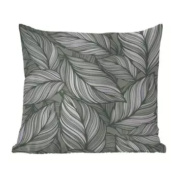 Уличная подушка MuchoWow - Цветы - Иллюстрация - Черный - Белый - 50x50 см - Устойчивость к атмосферным воздействиям - Подушка для отдыха - Чехол на подушку - Хлопчатобумажная ткань - Декоративные наволочки, мультиколор