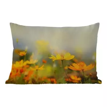 Уличная подушка MuchoWow - Цветы - Пейзаж - Желтый - 50x30 см - Устойчивость к атмосферным воздействиям - Подушка для отдыха - Чехол на подушку - Хлопчатобумажная ткань - Декоративные наволочки, мультиколор