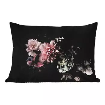 Уличная подушка MuchoWow - Цветы - Винтаж - Пастель - Розовый - Белый - 60x40 см - Устойчивость к атмосферным воздействиям - Подушка для отдыха - Чехлы для подушек - Декоративные чехлы для подушек - Декоративные чехлы для подушек, мультиколор