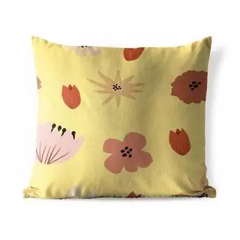 Уличная подушка MuchoWow - Цветы - Желтый - Абстракция - 60x60 см - Устойчивость к атмосферным воздействиям - Подушка для отдыха - Чехлы для подушек - Декоративные чехлы для подушек - Декоративные чехлы для подушек, мультиколор