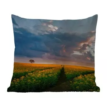 Уличная подушка MuchoWow - Цветы - Желтый - Закат - 45x45 см - Устойчивость к атмосферным воздействиям - Подушка для отдыха - Чехлы для подушек - Декоративные чехлы для подушек - Декоративные чехлы для подушек, мультиколор