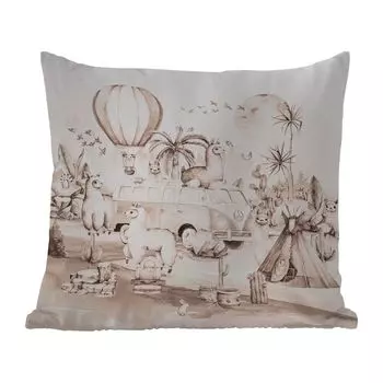 Уличная подушка MuchoWow - Дети - Альпака - Животные - Мальчики - Девочки - 40x40 см - Устойчивость к атмосферным воздействиям - Подушка для отдыха - Чехол на подушку - Хлопчатобумажная ткань - Декоративные наволочки, мультиколор