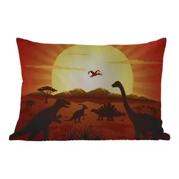 Уличная подушка MuchoWow - Дино - Солнце - Природа - Рисунок - Дети - Мальчики - 50x30 см - Устойчивость к атмосферным воздействиям - Подушка для отдыха - Чехол на подушку - Хлопчатобумажная ткань - Декоративные наволочки, мультиколор