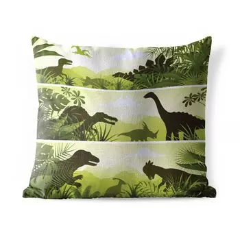 Уличная подушка MuchoWow - Динозавры - Джунгли - Иллюстрация - Дети - Ребенок - 50x50 см - Устойчивость к атмосферным воздействиям - Подушка для отдыха - Чехол на подушку - Хлопчатобумажная ткань - Декоративные наволочки, мультиколор