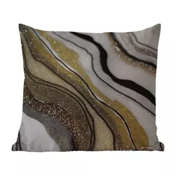 Уличная подушка MuchoWow - Драгоценный камень - Абстракция - Мрамор - Натуральный - 40x40 см - Устойчивость к атмосферным воздействиям - Подушка для отдыха - Чехол на подушку - Хлопчатобумажная ткань - Декоративные наволочки, мультиколор