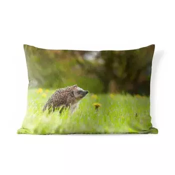 Уличная подушка MuchoWow — Ежик в траве — 50x30 см — Защита от атмосферных воздействий — Подушка для отдыха — Чехол на подушку — Хлопчатобумажная ткань — Декоративные наволочки, мультиколор