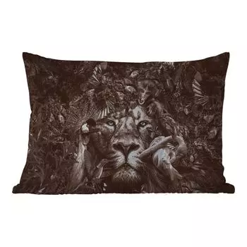 Уличная подушка MuchoWow - Фламинго - Обезьяна - Животные - 60x40 см - Устойчивость к атмосферным воздействиям - Подушка для отдыха - Чехлы для подушек - Декоративные чехлы для подушек - Декоративные чехлы для подушек, мультиколор