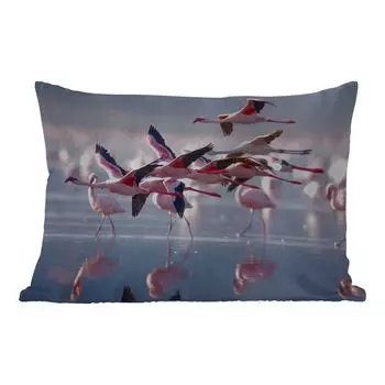 Уличная подушка MuchoWow - Фламинго - Птица - Вода - Розовый - 60x40 см - Устойчивость к атмосферным воздействиям - Подушка для отдыха - Чехлы для подушек - Декоративные чехлы для подушек - Декоративные чехлы для подушек, мультиколор