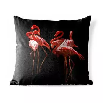 Уличная подушка MuchoWow - Фламинго - Розовый - Черный - 50x50 см - Устойчивость к атмосферным воздействиям - Подушка для отдыха - Чехол на подушку - Хлопчатобумажная ткань - Декоративные чехлы на подушки, мультиколор