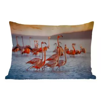 Уличная подушка MuchoWow - Фламинго - Животные - Вода - Розовый - 60x40 см - Устойчивость к атмосферным воздействиям - Подушка для отдыха - Чехлы для подушек - Декоративные чехлы для подушек - Декоративные чехлы для подушек, мультиколор