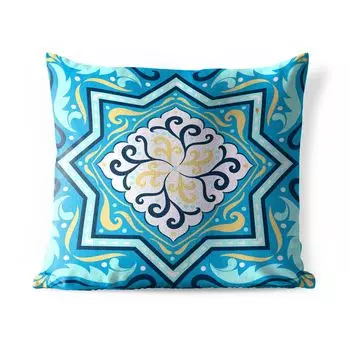 Уличная подушка MuchoWow — Формы — Синий — Желтый — 40x40 см — Устойчивость к атмосферным воздействиям — Подушка для отдыха — Чехол на подушку — Хлопчатобумажная ткань — Декоративные чехлы на подушки, мультиколор