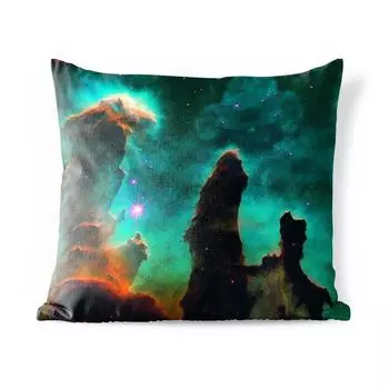 Уличная подушка MuchoWow - Газовые столбы в тумане - 40x40 см - Устойчивость к атмосферным воздействиям - Подушка для отдыха - Чехол на подушку - Хлопчатобумажная ткань - Декоративные наволочки, мультиколор