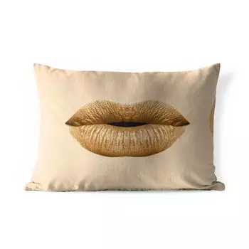 Уличная подушка MuchoWow — Губы — Пастель — Коричневый — 50x30 см — Устойчивость к атмосферным воздействиям — Подушка для отдыха — Чехол на подушку — Хлопчатобумажная ткань — Декоративные чехлы на подушки, мультиколор