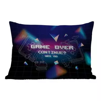 Уличная подушка MuchoWow - Игры - Аркады - Game Over - Черный - Синий - Игры - 60x40 см - Устойчивость к атмосферным воздействиям - Подушки для отдыха - Чехлы для подушек - Декоративные чехлы для подушек - Декоративные чехлы для подушек, мультик...