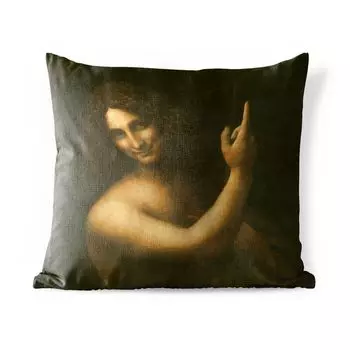 Уличная подушка MuchoWow - Иоанн Креститель - Леонардо да Винчи - 40x40 см - Устойчивость к атмосферным воздействиям - Подушка для отдыха - Чехол на подушку - Хлопчатобумажная ткань - Декоративные наволочки, мультиколор