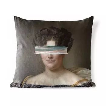 Уличная подушка MuchoWow - Искусство - Женщина - Цвет - 50x50 см - Устойчивость к атмосферным воздействиям - Подушка для отдыха - Чехол на подушку - Хлопчатобумажная ткань - Декоративные чехлы на подушки, мультиколор