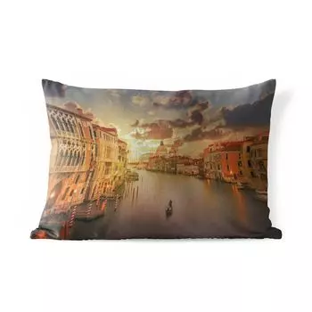 Уличная подушка MuchoWow - Италия - Гондола - Большой канал - 50x30 см - Защита от атмосферных воздействий - Подушка для отдыха - Чехол на подушку - Хлопчатобумажная ткань - Декоративные наволочки, мультиколор