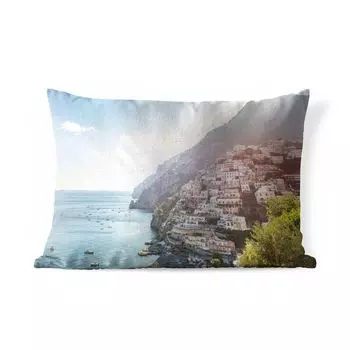 Уличная подушка MuchoWow - Италия - Камни - Дома - 50x30 см - Устойчивость к атмосферным воздействиям - Подушка для отдыха - Чехол на подушку - Хлопчатобумажная ткань - Декоративные наволочки, мультиколор