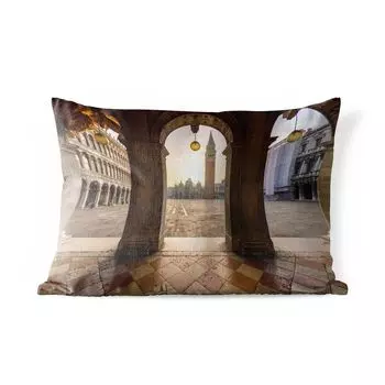Уличная подушка MuchoWow - Италия - Квадратная - Сан-Марко - 50x30 см - Защита от атмосферных воздействий - Подушка для отдыха - Чехол на подушку - Хлопчатобумажная ткань - Декоративные наволочки, мультиколор